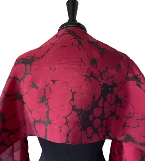 Tokyo  Red & Black Italian Vein, a Classic !  14"x72" Habotai silk, complete with scarf tying guide and picture postcard