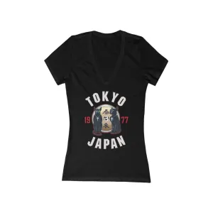 Tom & Jerry Women's Jersey Short Sleeve Deep V-Neck Tee