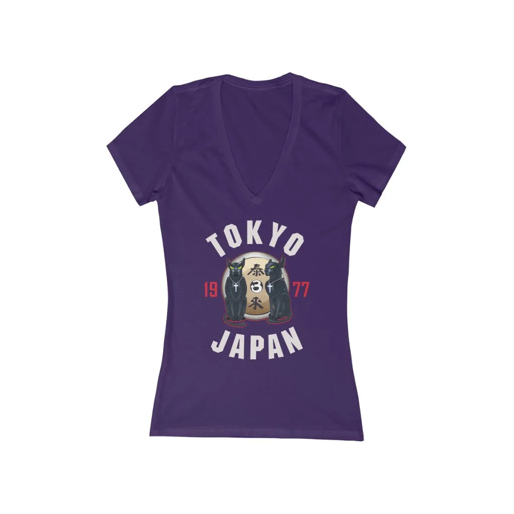 Tom & Jerry Women's Jersey Short Sleeve Deep V-Neck Tee