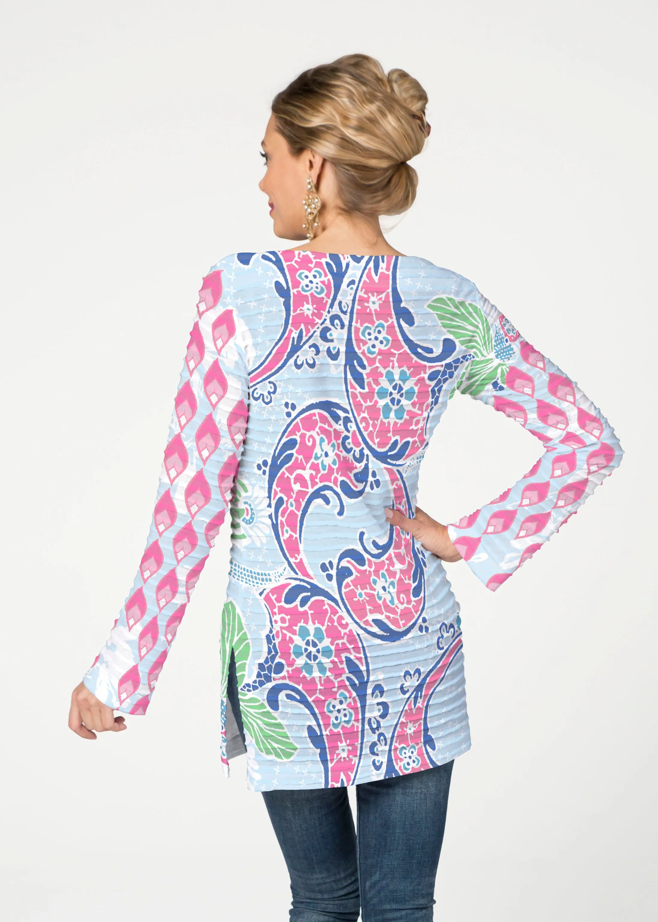 Tropical Island (2029) ~ Banded Boatneck Tunic