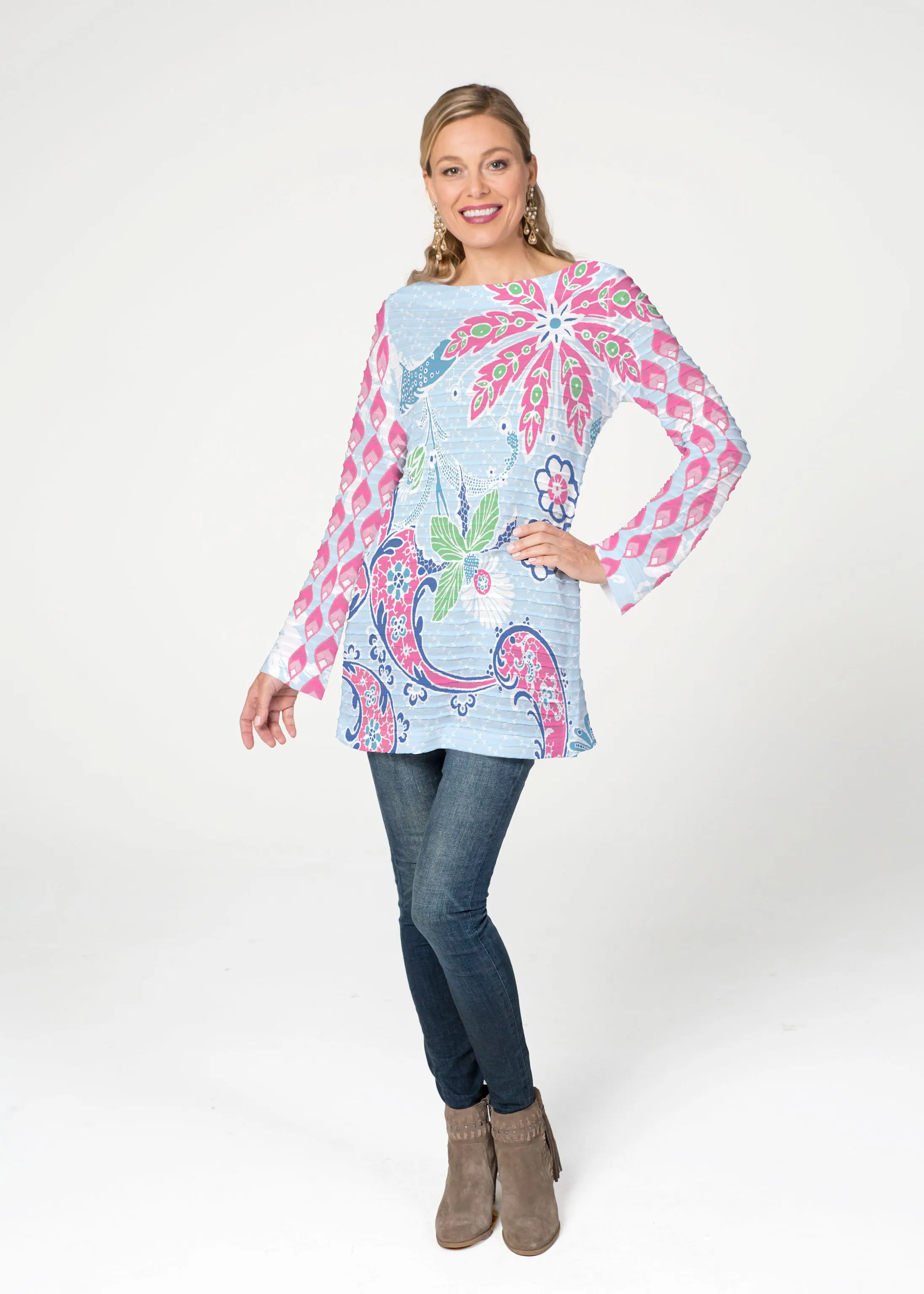 Tropical Island (2029) ~ Banded Boatneck Tunic