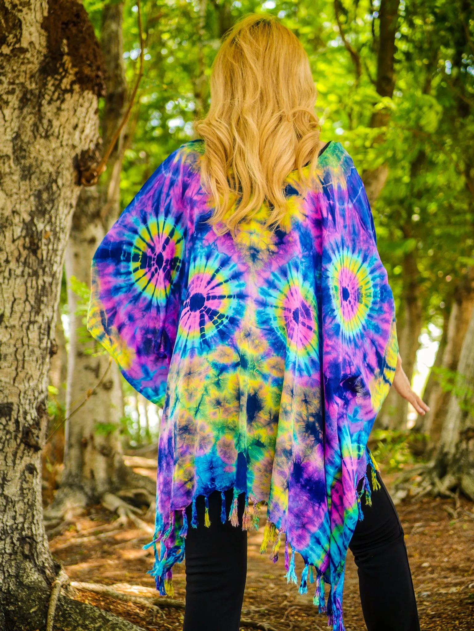 Tropical Vibes Poncho Hand Dyed Tunic Kaftan Blouse Oversize Top