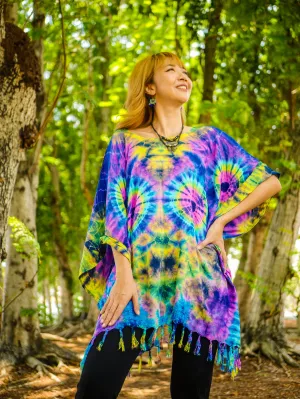 Tropical Vibes Poncho Hand Dyed Tunic Kaftan Blouse Oversize Top