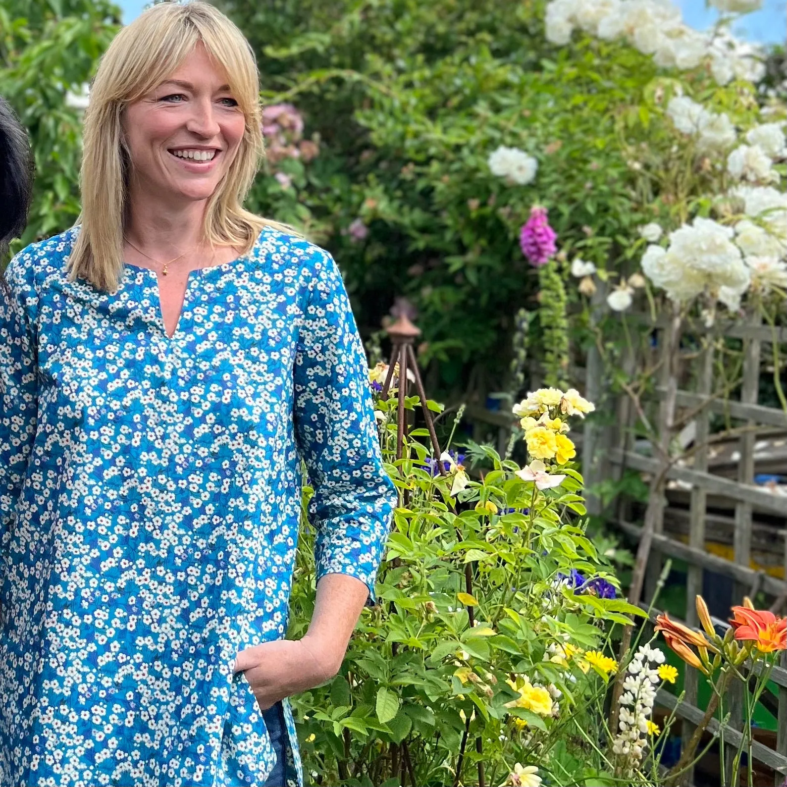Tunic made with Liberty Fabric: Teal Mitsi