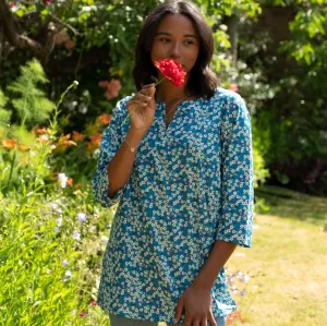 Tunic made with Liberty Fabric: Teal Mitsi