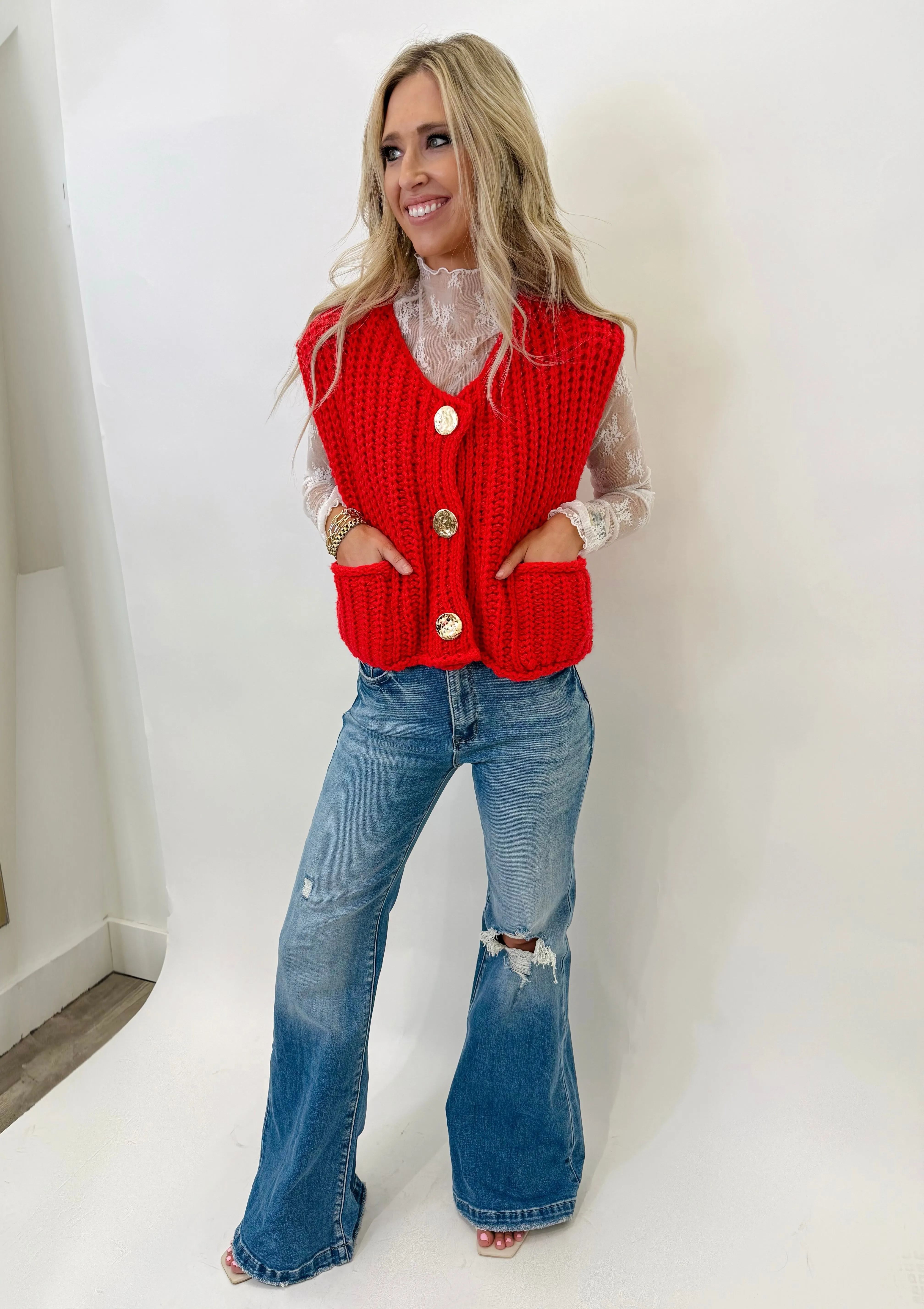 Turn Heads Red Sweater Vest