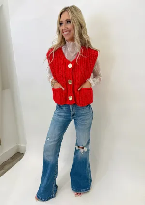 Turn Heads Red Sweater Vest