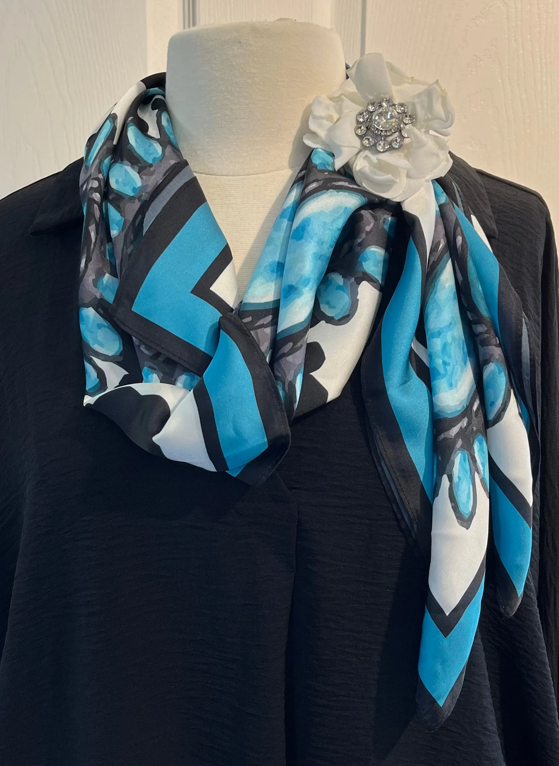 Turquoise Concho Silk Wild Rag