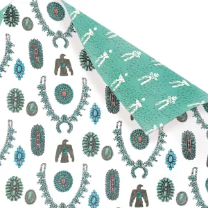 Turquoise Jewelry Eco Gift Wrap, Pack of 3 Sheets