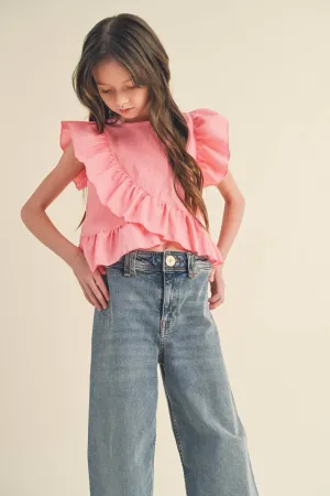 TWEEN KIDS GIRLS ASYMMETRICAL SLEEVELESS TOP (7-14)