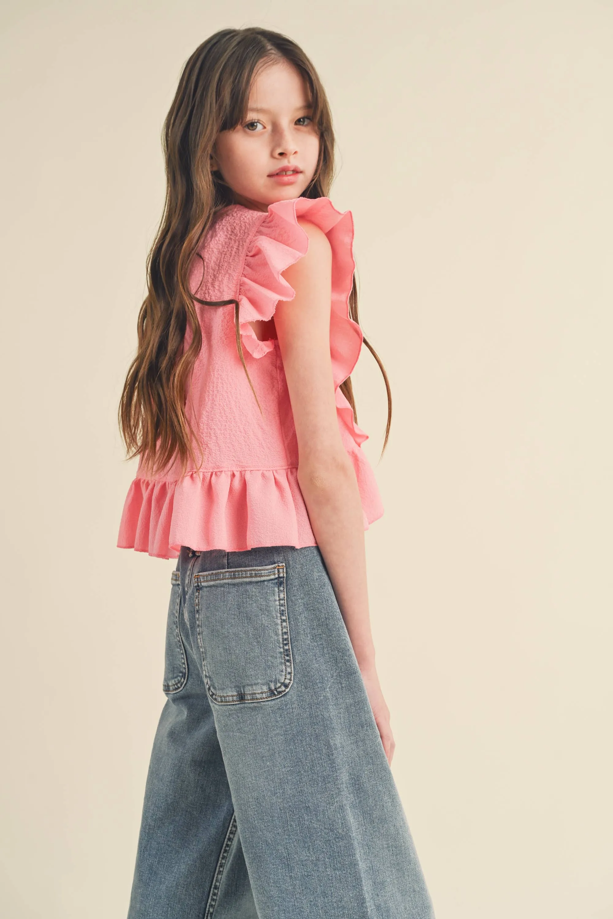 TWEEN KIDS GIRLS ASYMMETRICAL SLEEVELESS TOP (7-14)