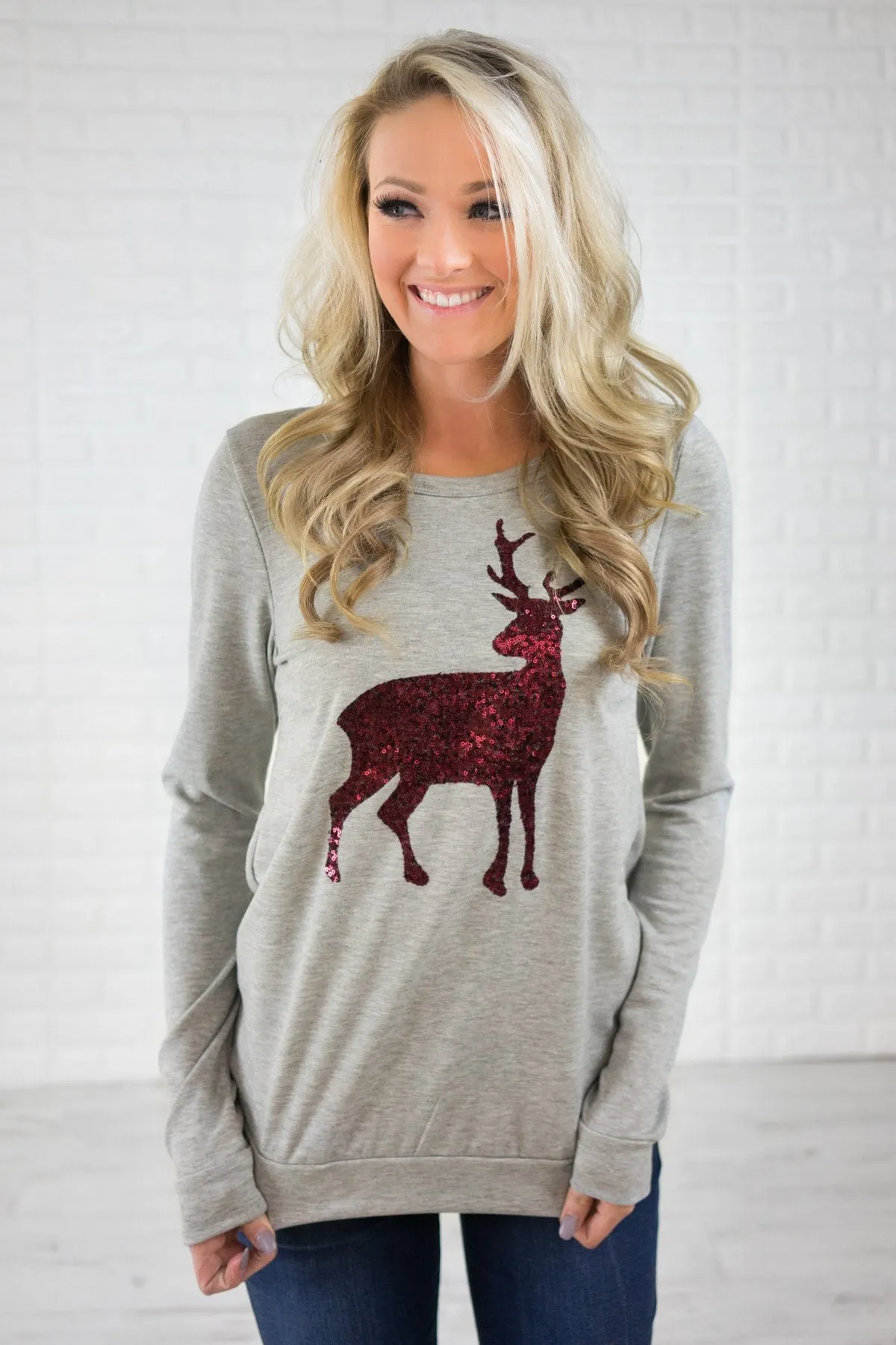 Twinkle All the Way Top ~ Grey