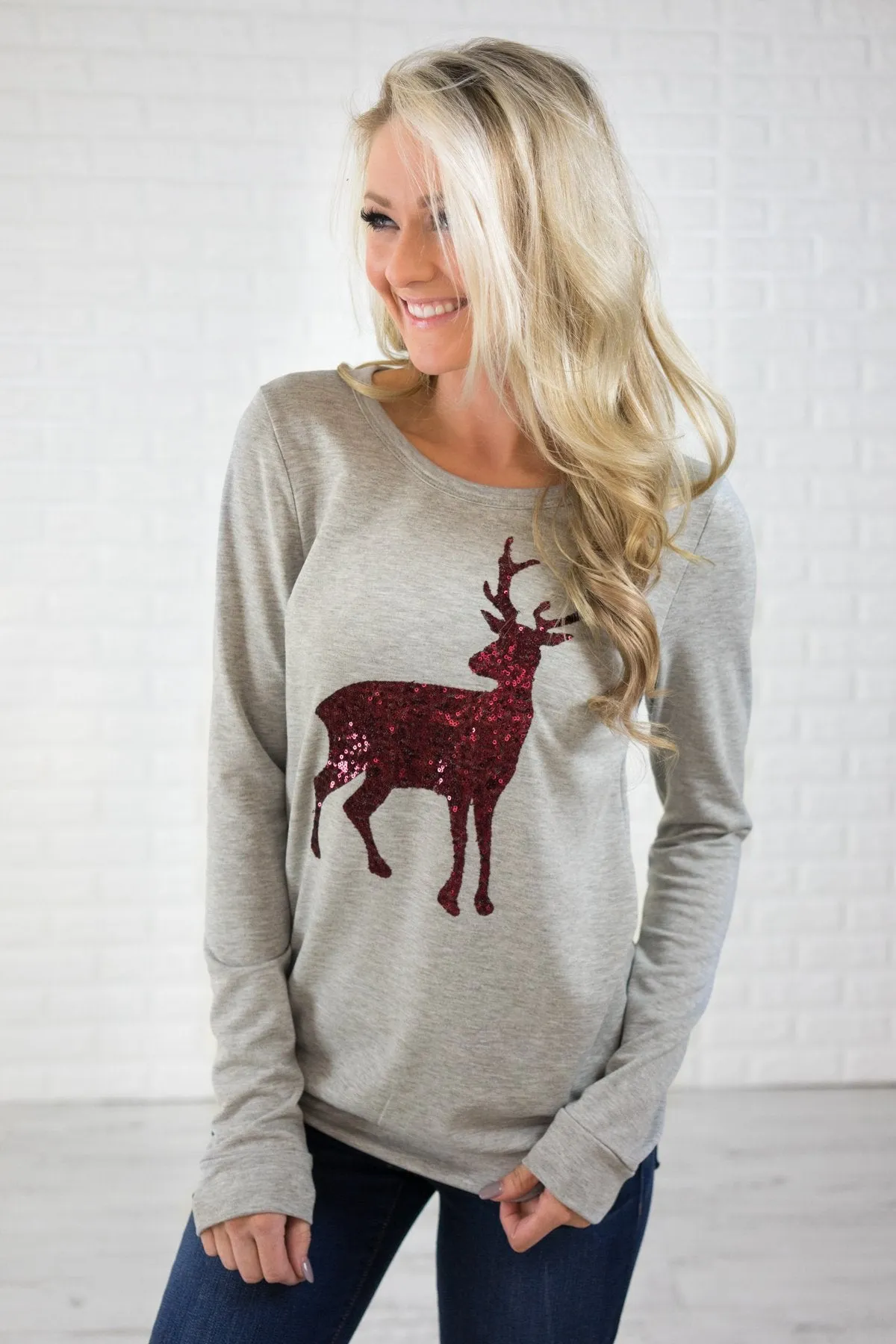 Twinkle All the Way Top ~ Grey