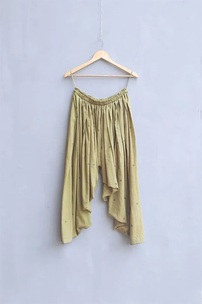 Urvashi Kaur   I   Busan SALWAR QUOTIENT PANTS  handspun jamdani cotton-silk Ochre TESSELLATE- 73