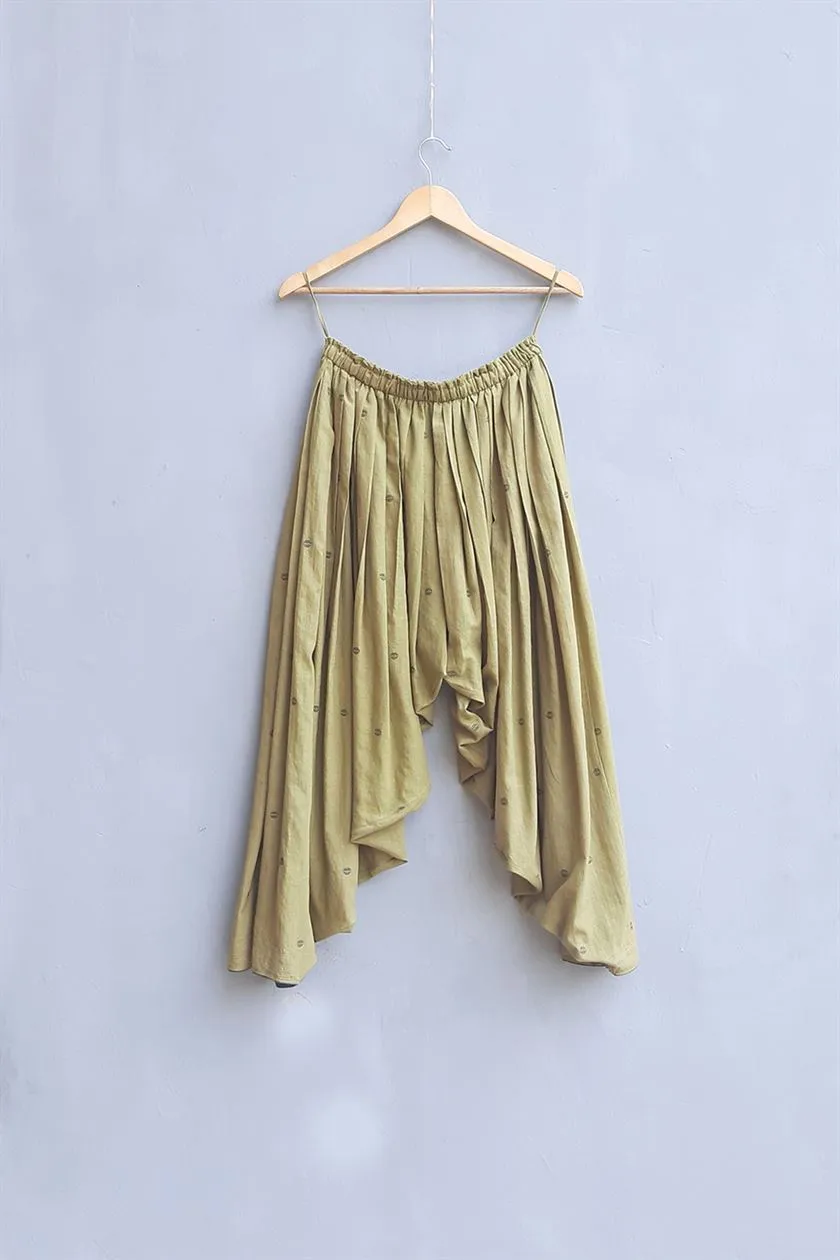 Urvashi Kaur   I   Busan SALWAR QUOTIENT PANTS  handspun jamdani cotton-silk Ochre TESSELLATE- 73