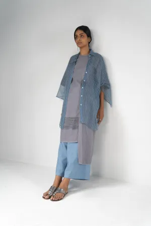 Urvashi Kaur   -   Pearl Grey Geo Tunic Hand Block Printed Textured
