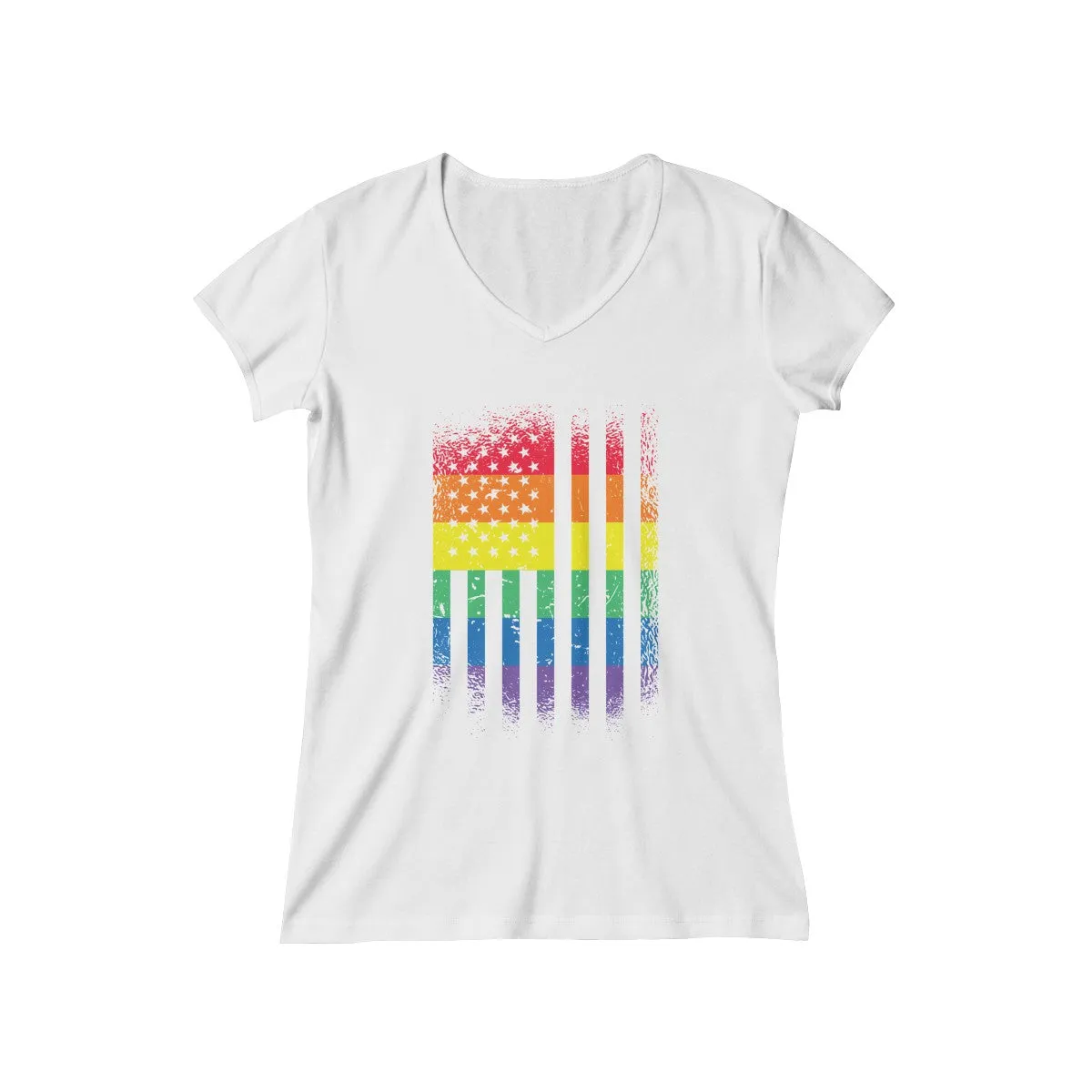 USA PRIDE <br>baby rib short sleeve <br>V-neck tee