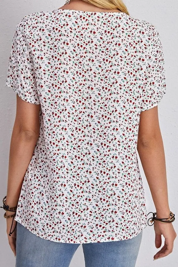 V Neck Floral Printing T-shirts