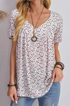 V Neck Floral Printing T-shirts