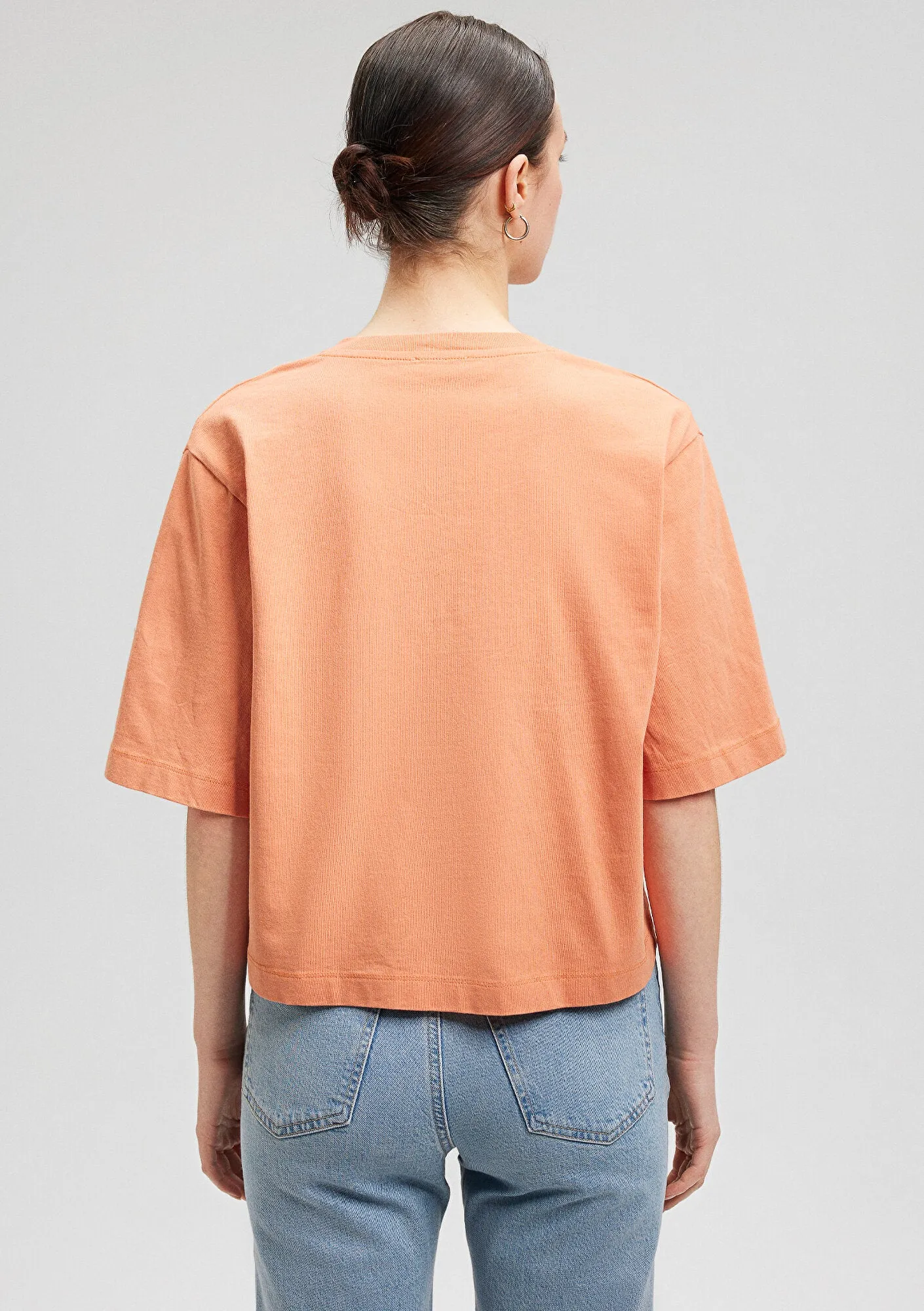 V Neck Orange Blouse