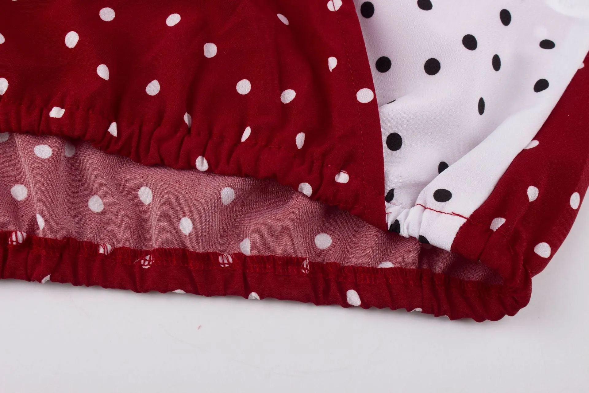 V Neck Polka Dot Splicing Bell Sleeve Shirt