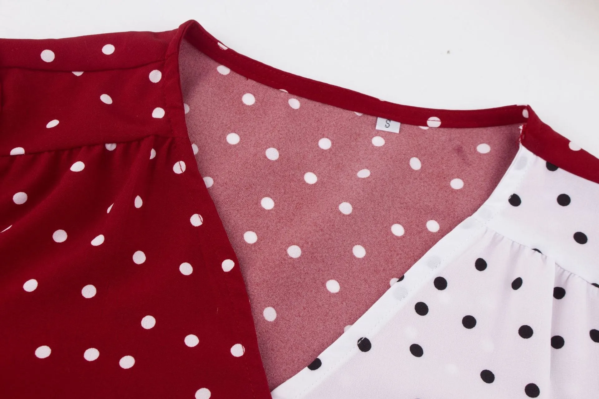 V Neck Polka Dot Splicing Bell Sleeve Shirt