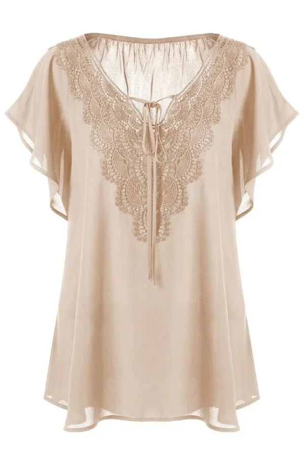 V Neck Solid Collar T-shirt