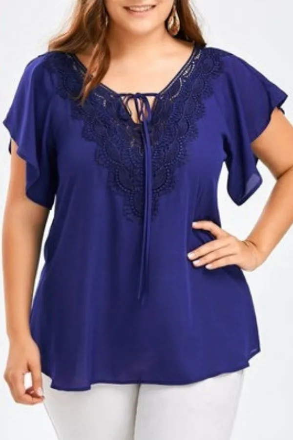 V Neck Solid Collar T-shirt