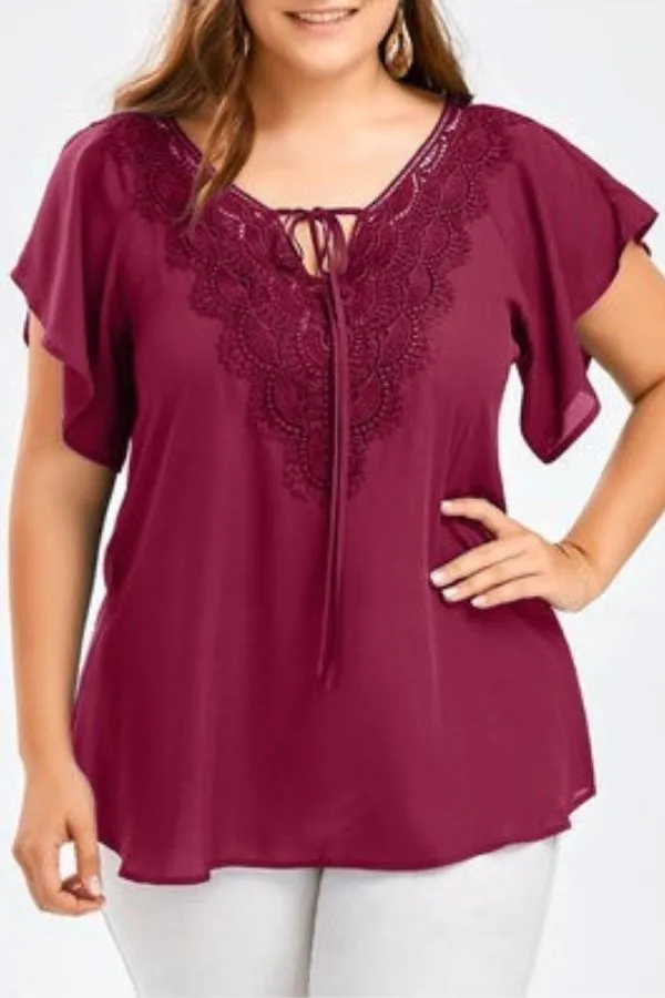 V Neck Solid Collar T-shirt