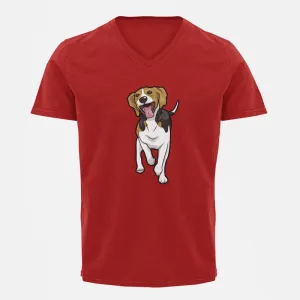 V Neck T-Shirt (Men) - Fun Loving Beagle (5 Colours)