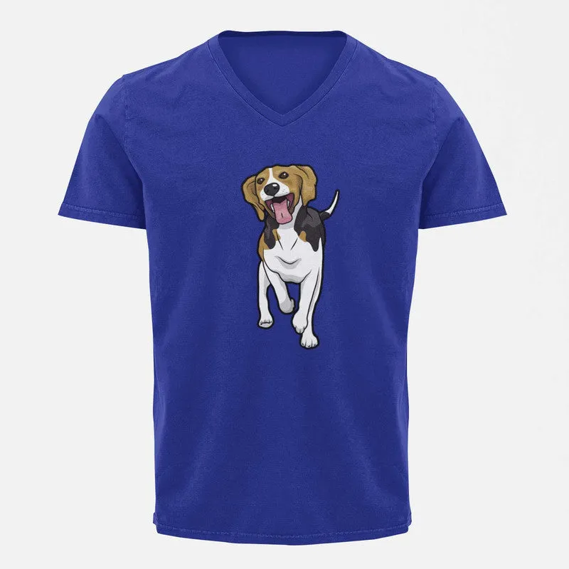 V Neck T-Shirt (Men) - Fun Loving Beagle (5 Colours)