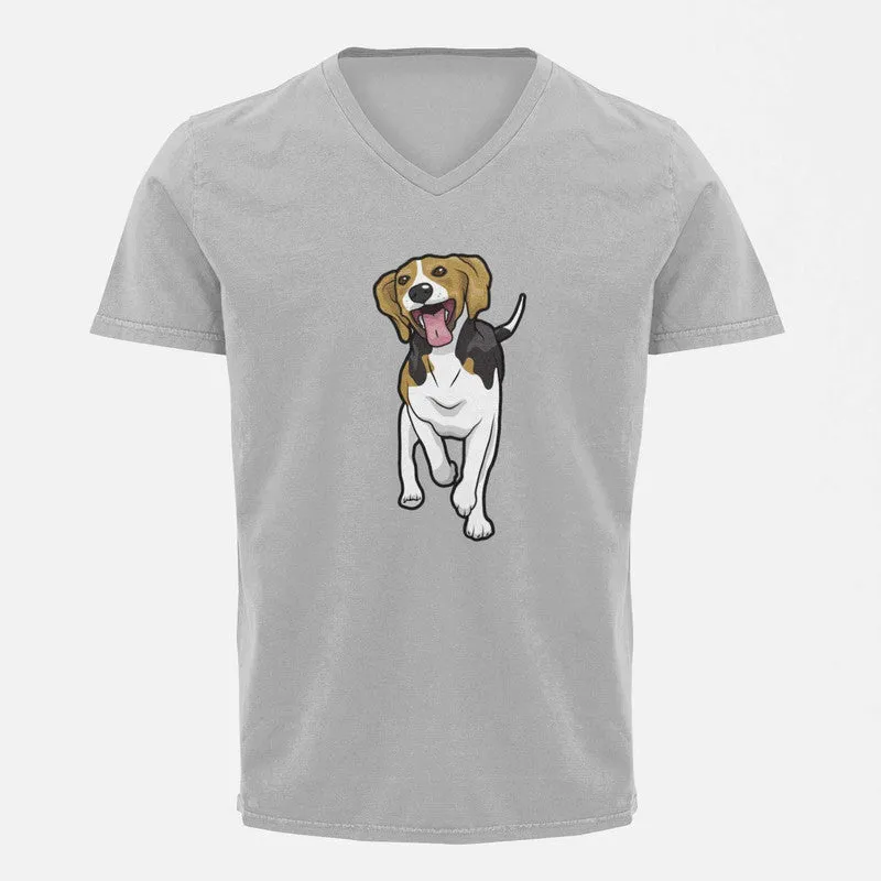 V Neck T-Shirt (Men) - Fun Loving Beagle (5 Colours)