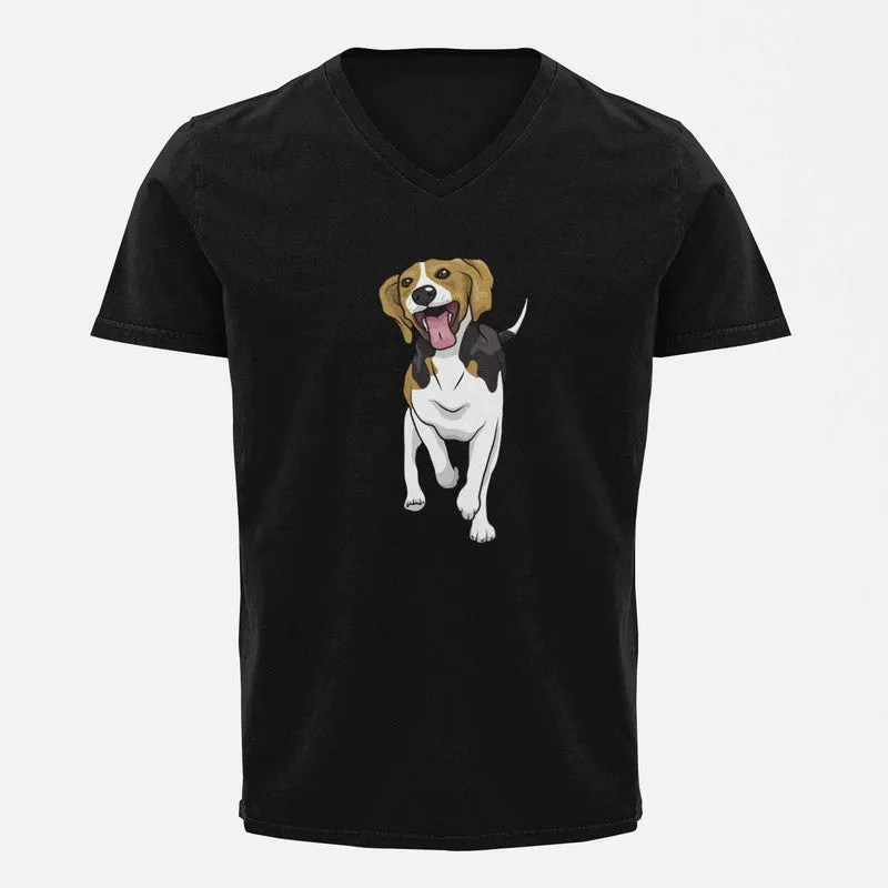 V Neck T-Shirt (Men) - Fun Loving Beagle (5 Colours)