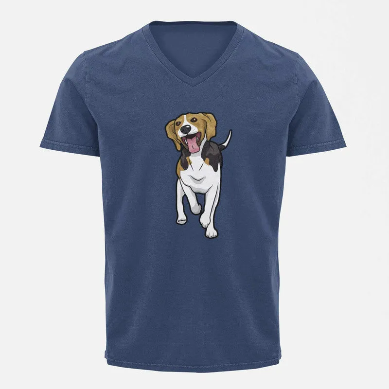 V Neck T-Shirt (Men) - Fun Loving Beagle (5 Colours)