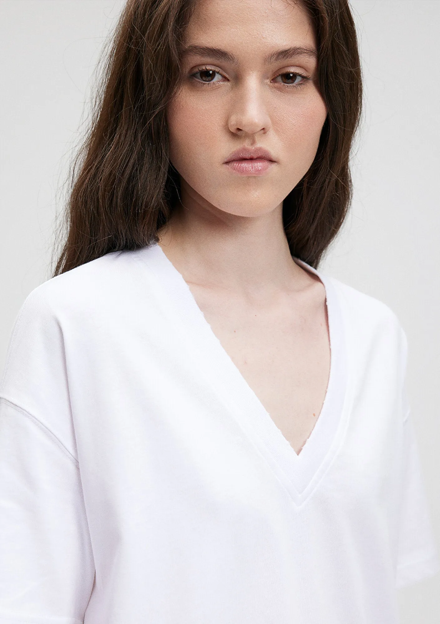 V Neck White T-Shirt