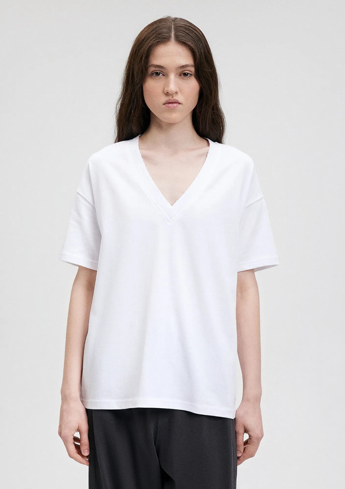 V Neck White T-Shirt