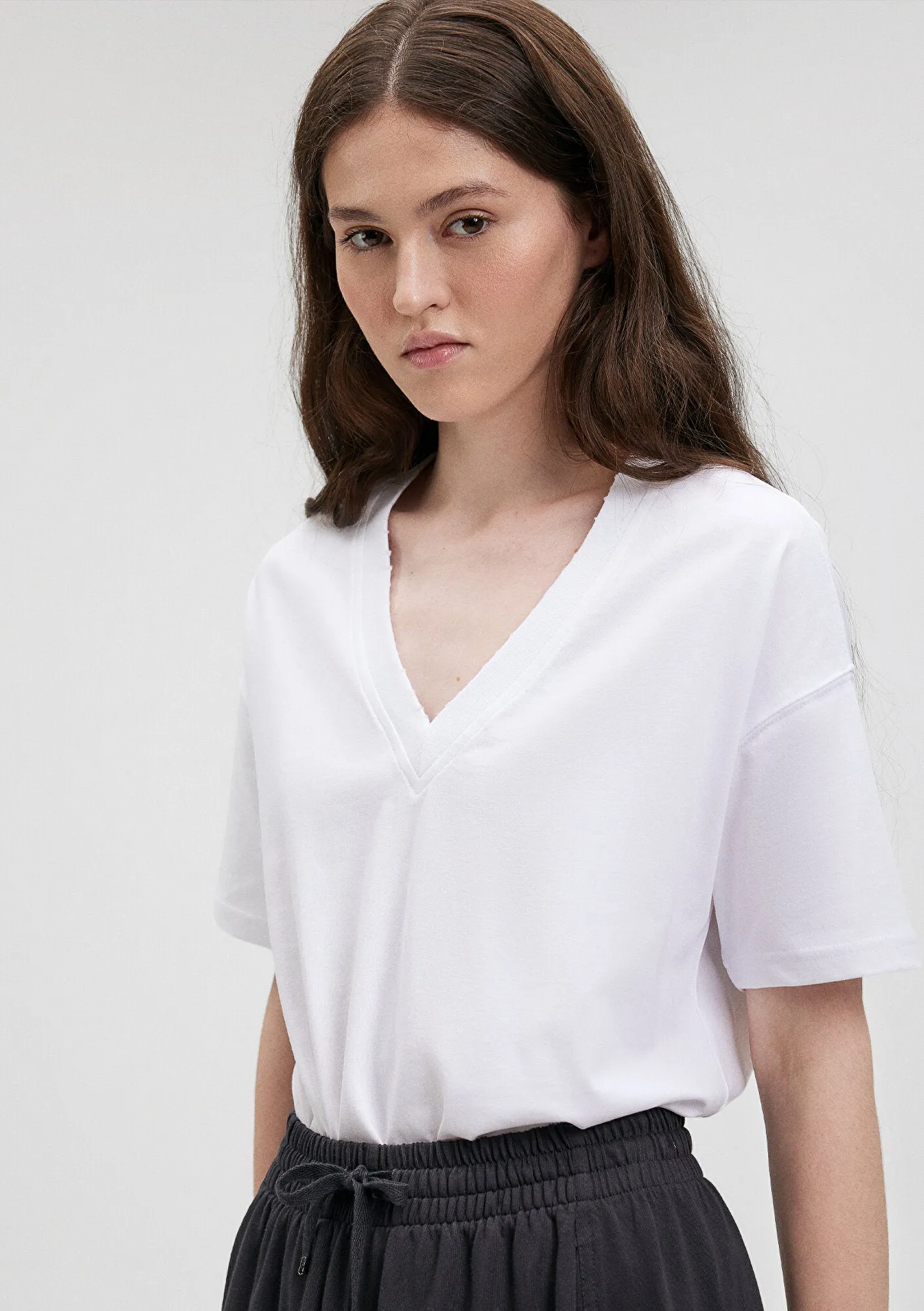V Neck White T-Shirt