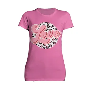 Valentine Retro Leopard Print Chic 70's Record Love Women's T-shirt