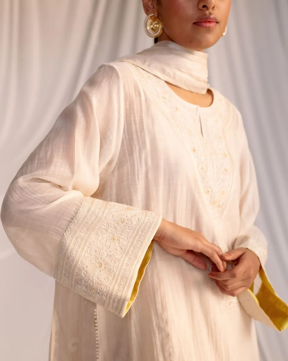 Varna champagne embroidered dupatta