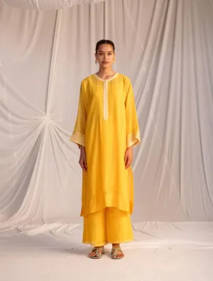 Varna mango yellow embroidered tunic with trousers-3