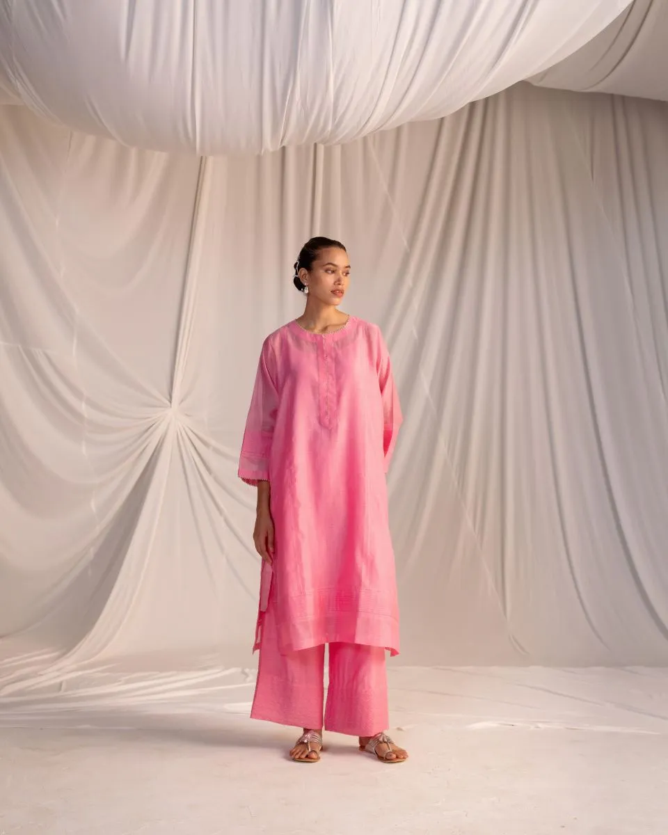 Varna pink embroidered tunic with trousers-4