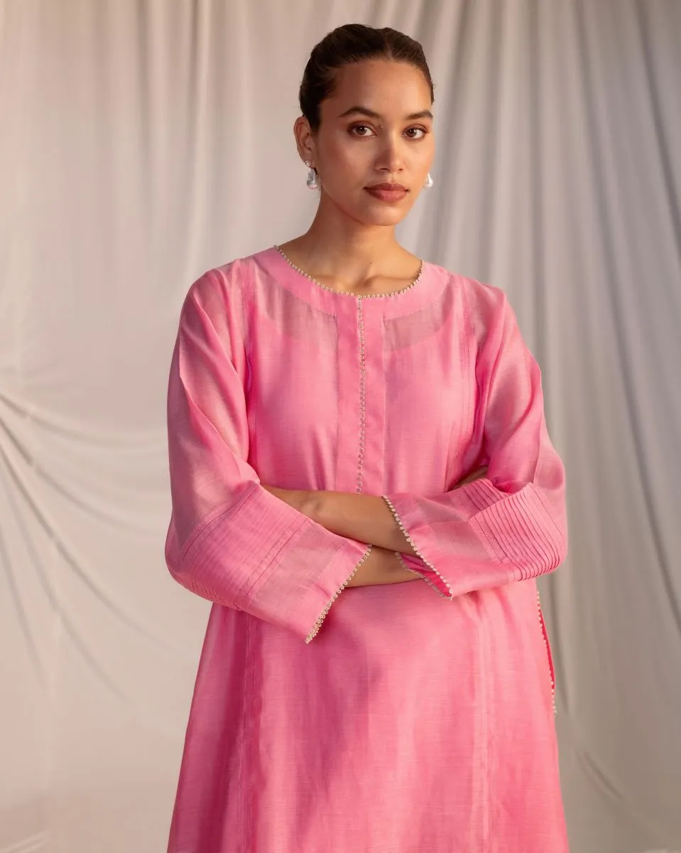Varna pink embroidered tunic with trousers-4