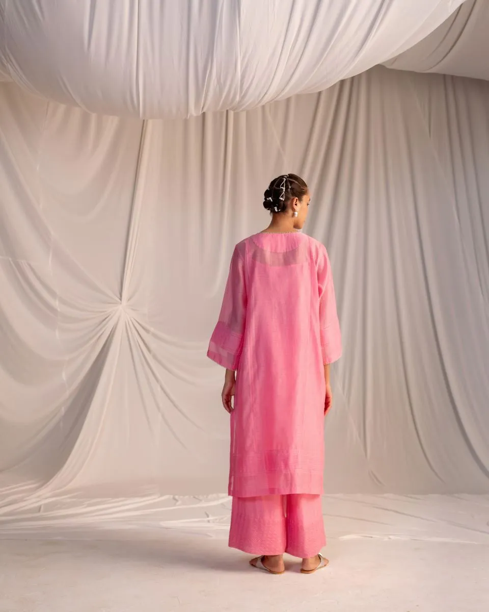 Varna pink embroidered tunic with trousers-4