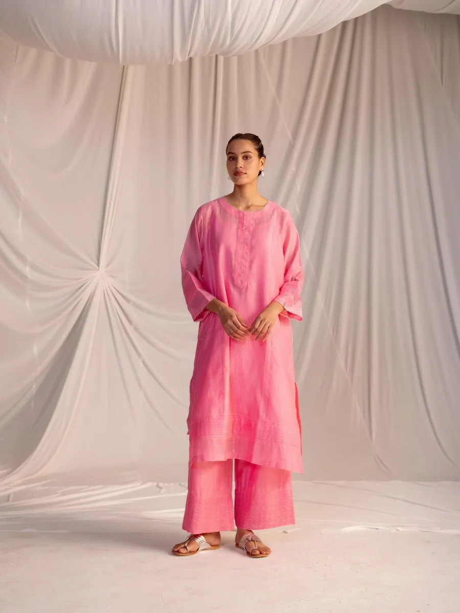Varna pink embroidered tunic with trousers-4