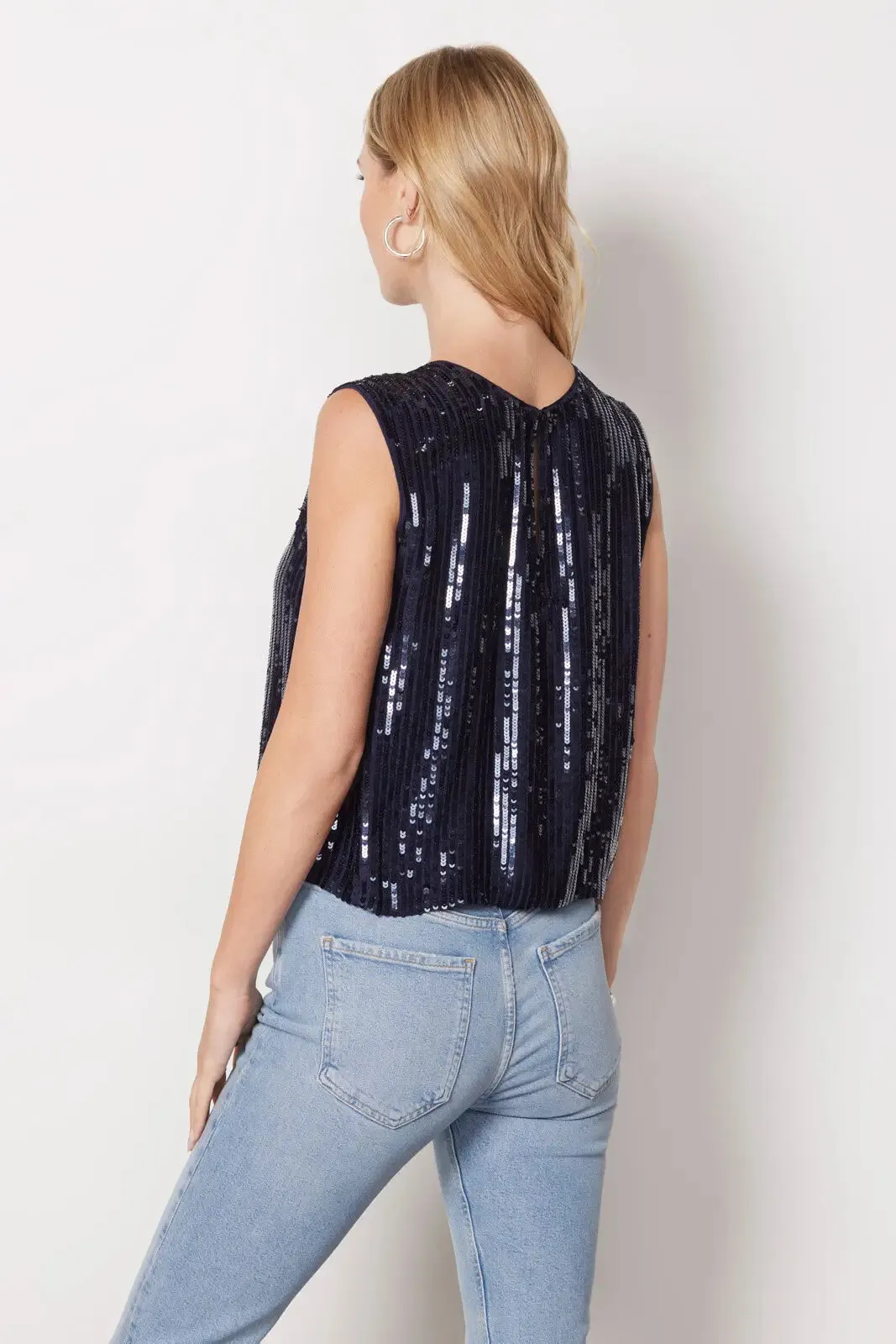 Velvet - Maison Sequin Tank Top in Navy