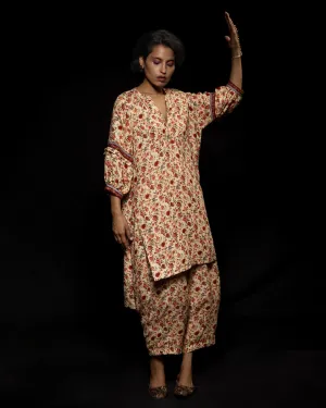 Viam   I   Ivory Floral Hand Printed Tunic