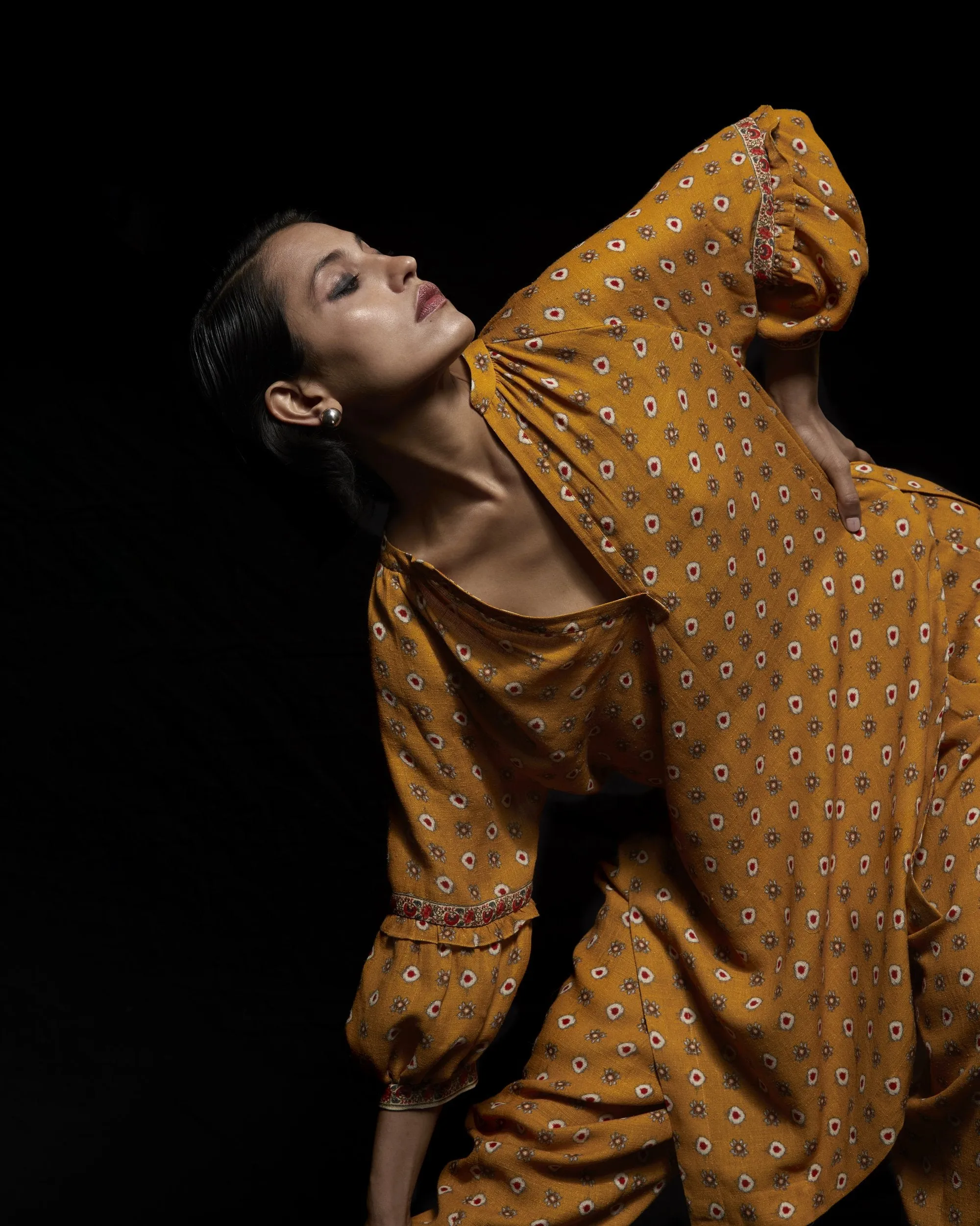 Viam   I   Mustard Ikat Hand Printed Tunic