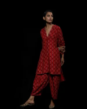 Viam   I   Red Ikat Hand Printed Tunic