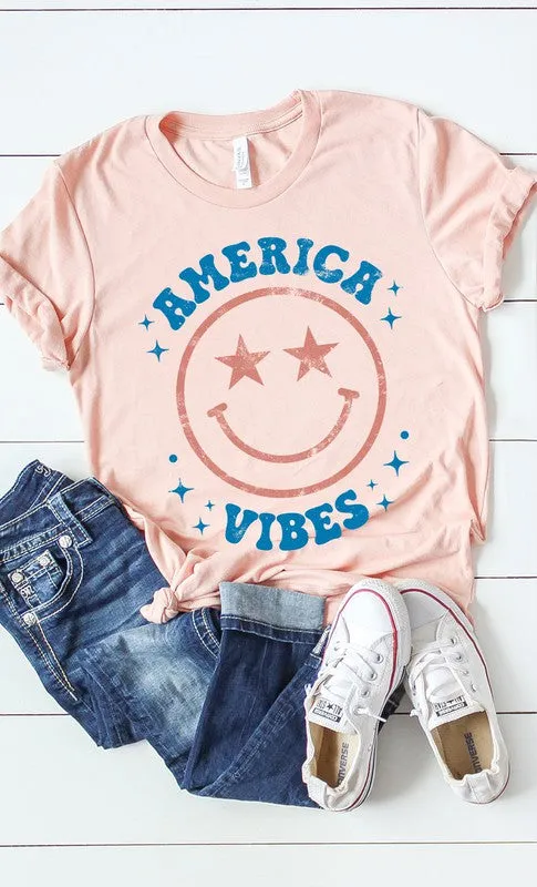 Vintage America Vibes Smiley Graphic Tee