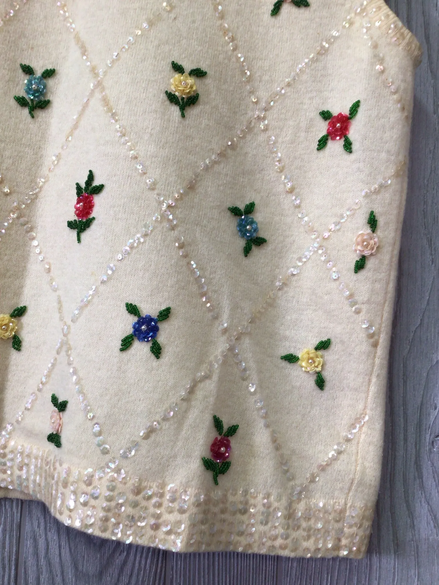 Vintage Angora Sequined Vest Size Small